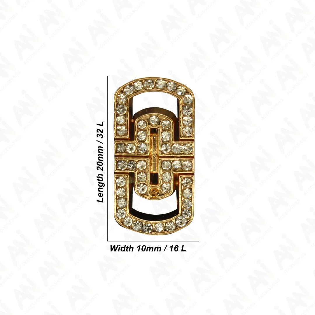 Glittering Diamond Rectangular Metal Button | 20mm (32L)