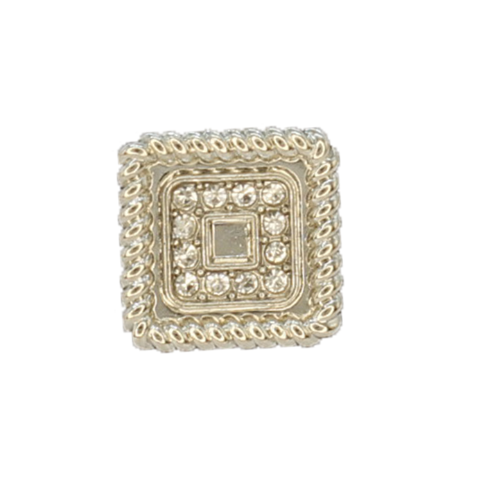 Square Button with Rope Trim and Rhinestones