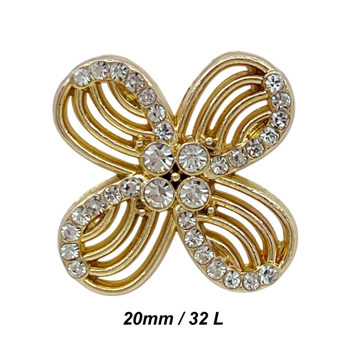 Floral Rhinestone Metal Buttons