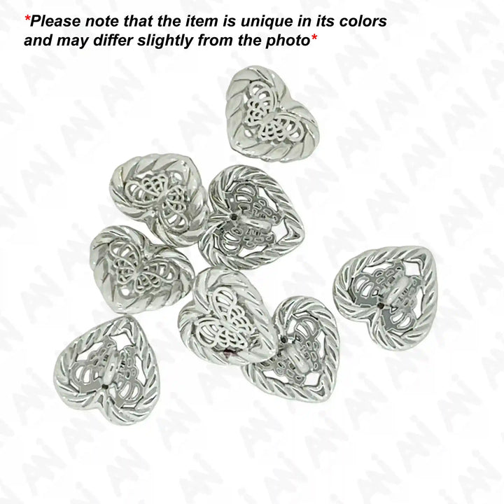 Butterfly Heart Shape Metal Shirt Buttons