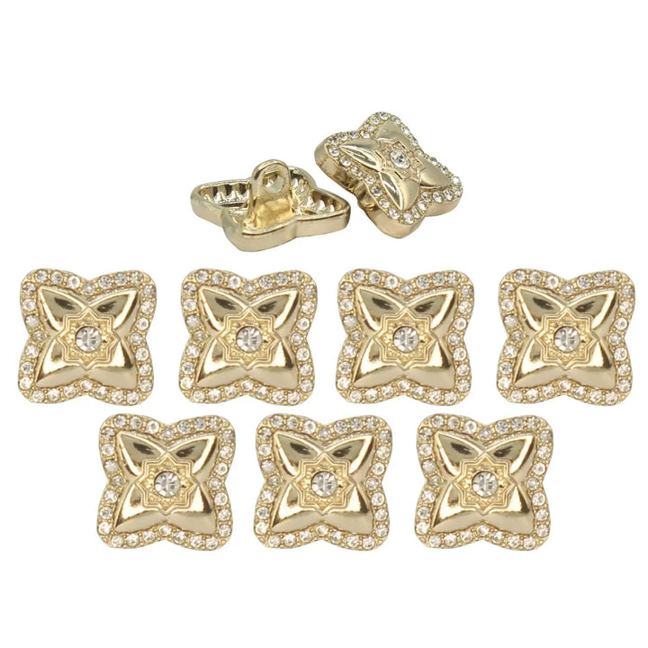 Cross-Shaped Rhinestone Metal Diamond Button | 15mm (24L)