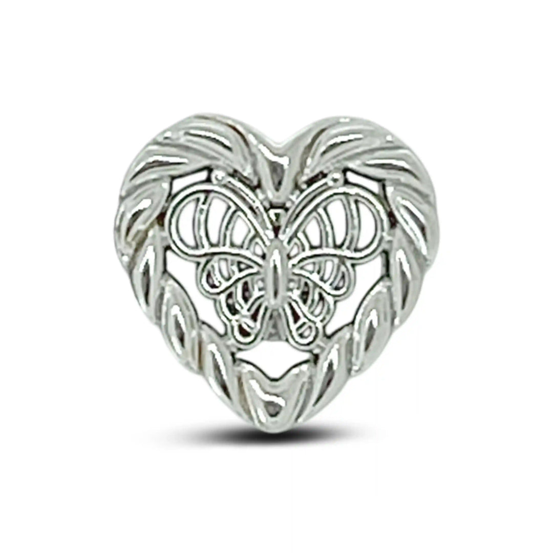 Butterfly Heart Shape Metal Shirt Buttons