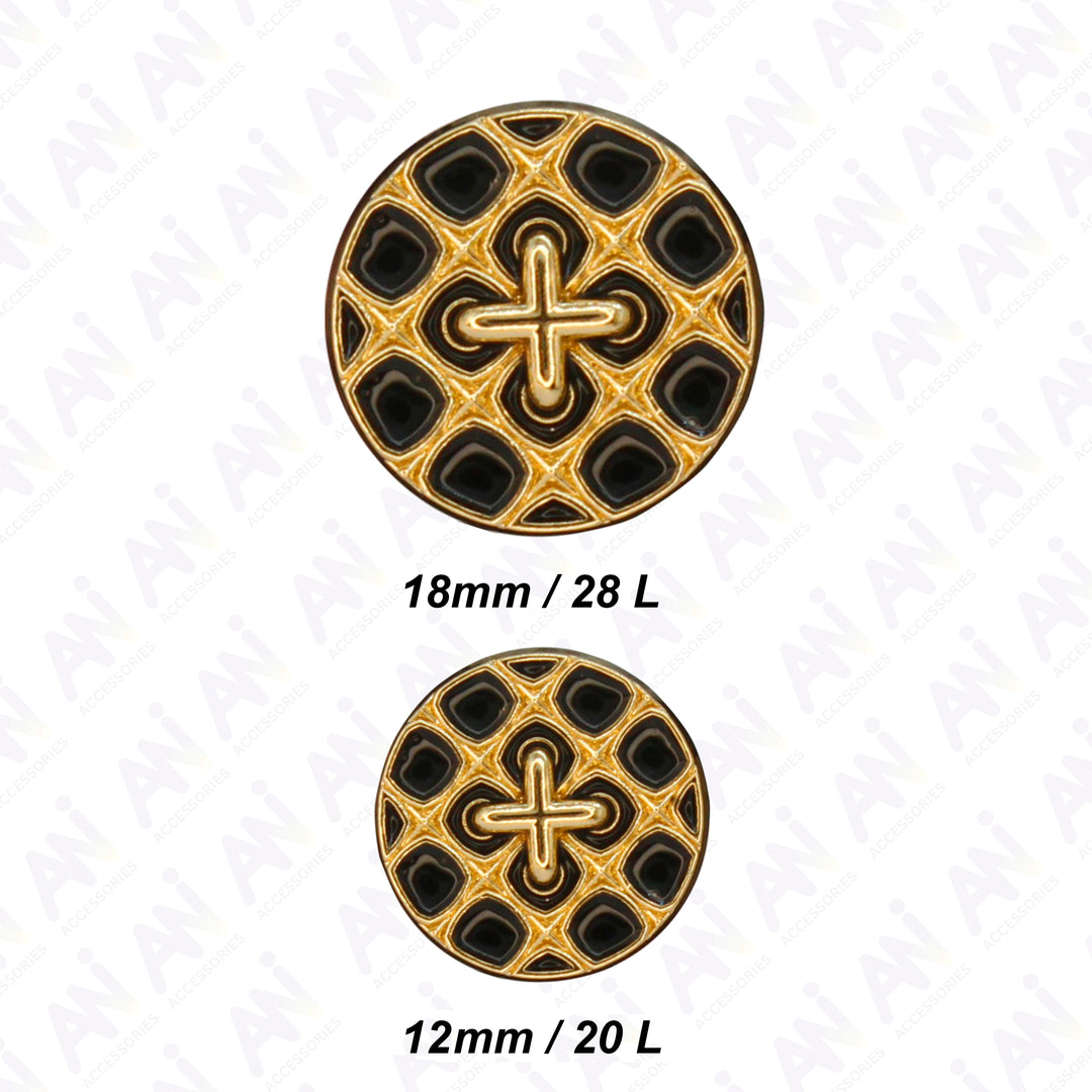 Monochrome Cross Design Metal Buttons