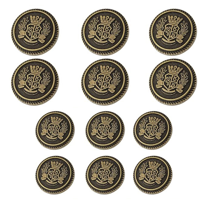 Imperial Gold Crest Metal Button (6 Big + 6 Small)