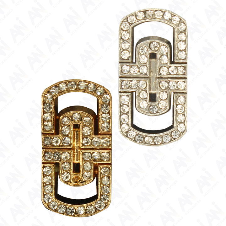 Glittering Diamond Rectangular Metal Button