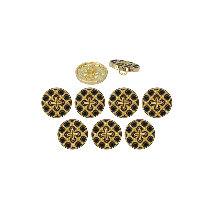 Monochrome Cross Design Metal Buttons