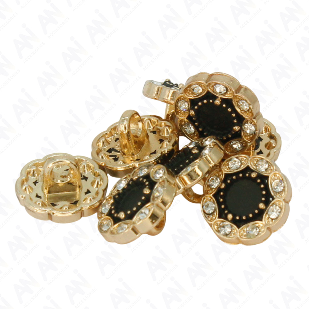 Victorian-Inspired Rhinestone Round Metal Diamond Button