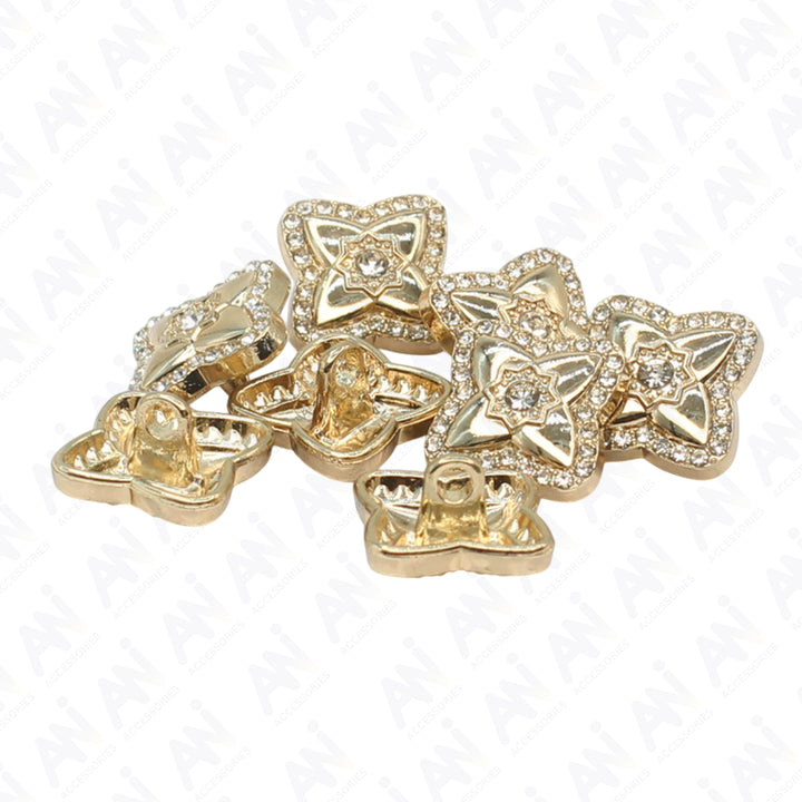 Cross-Shaped Rhinestone Metal Diamond Button