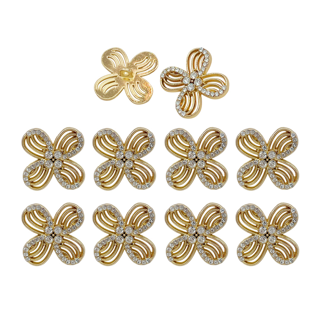 Floral Rhinestone Metal Buttons