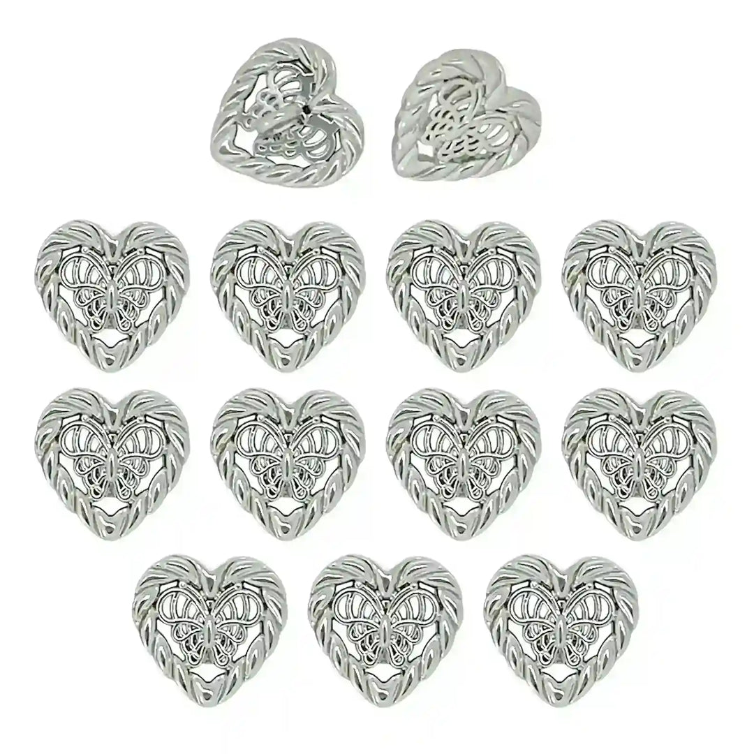 Butterfly Heart Shape Metal Shirt Buttons