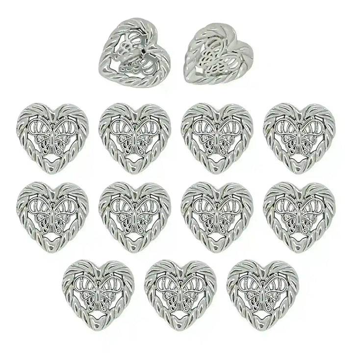 Butterfly Heart Shape Metal Shirt Buttons