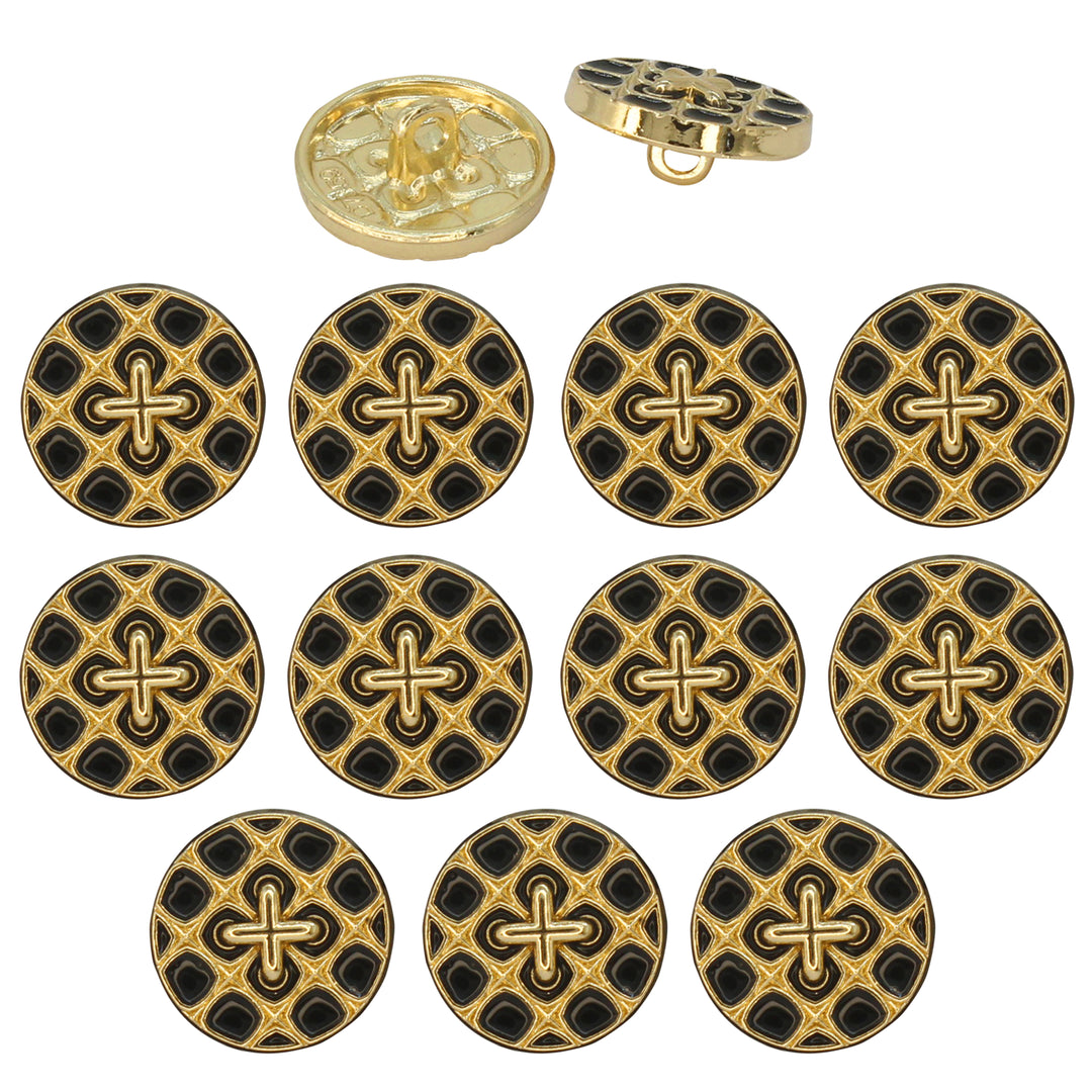 Monochrome Cross Design Metal Buttons