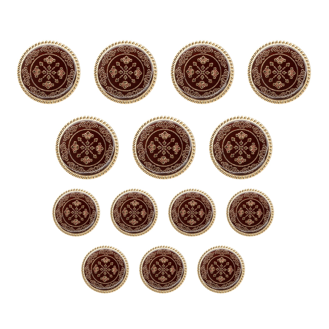 Ornate Snowflake Metal Buttons (7 Big + 7 Small)