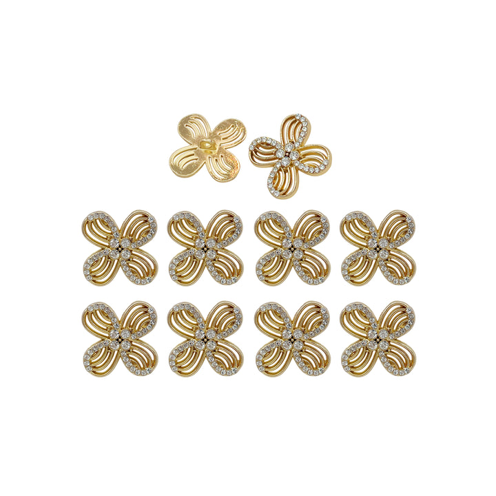 Floral Rhinestone Metal Buttons