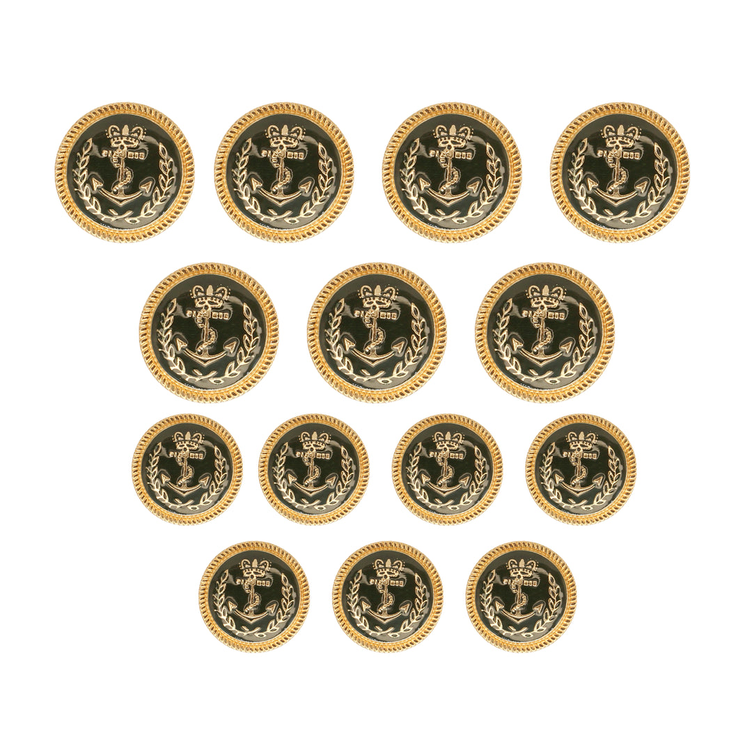 Seafaring Symbol Anchor Design Gold Metal Buttons(7 Big + 7 Small)