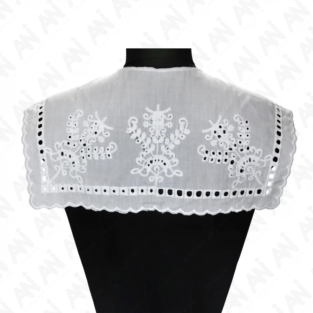 Back side of Elegant ruffled style neck collar by Ani Accessories designed for dresses and contemporary fashion wear.