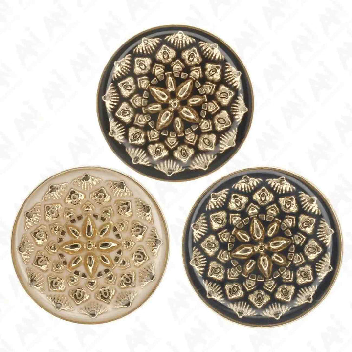 Black and Gold Intricate Floral Buttons | 18mm(28L) & 21mm(34L)