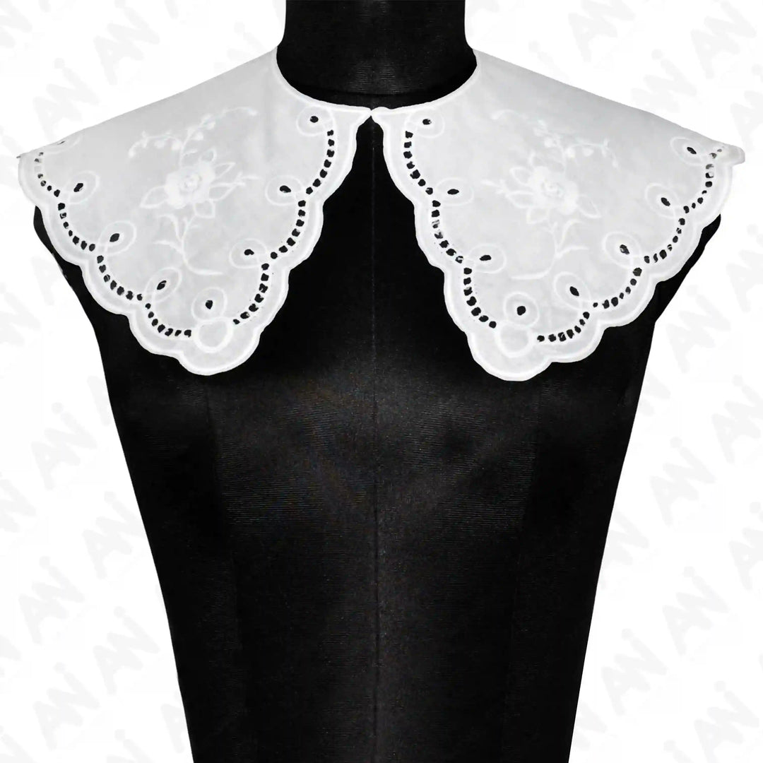 Broderie Neckline Anglaise Collar by Ani Accessories with delicate embroidery for dresses and blouse styling looks