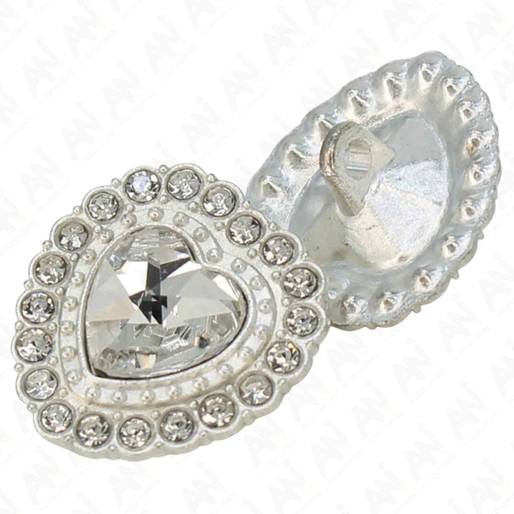 Heart Shape Rhinestone Metal Buttons | 21mm(34L)