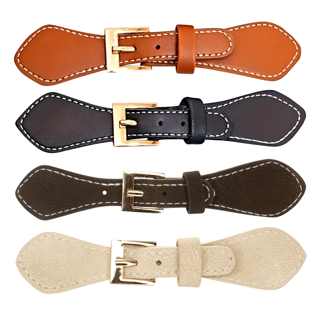 Contrast Stich Pu Prong Belt Buckle