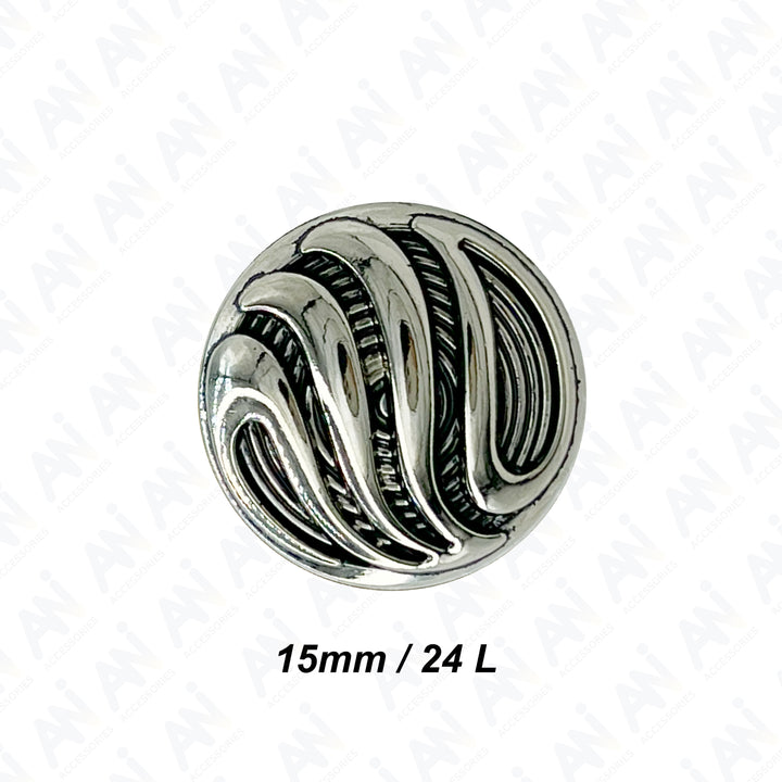 Ornate Metal Buttons with Wave Motif