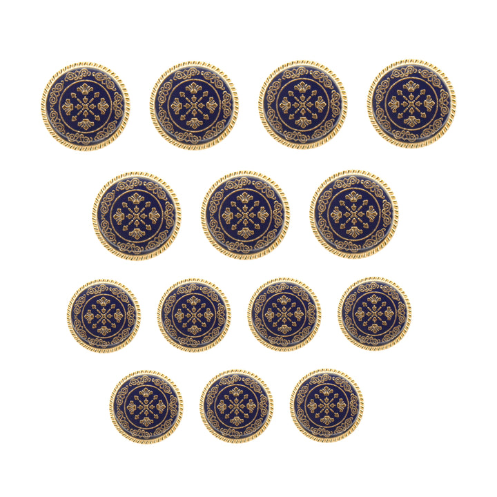 Ornate Snowflake Metal Buttons (7 Big + 7 Small)