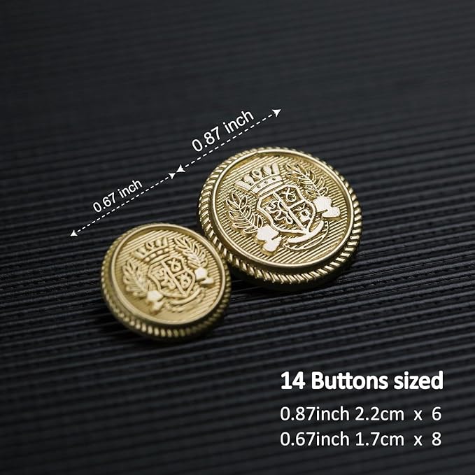 Royal Crest Antique Gold Metal Buttons