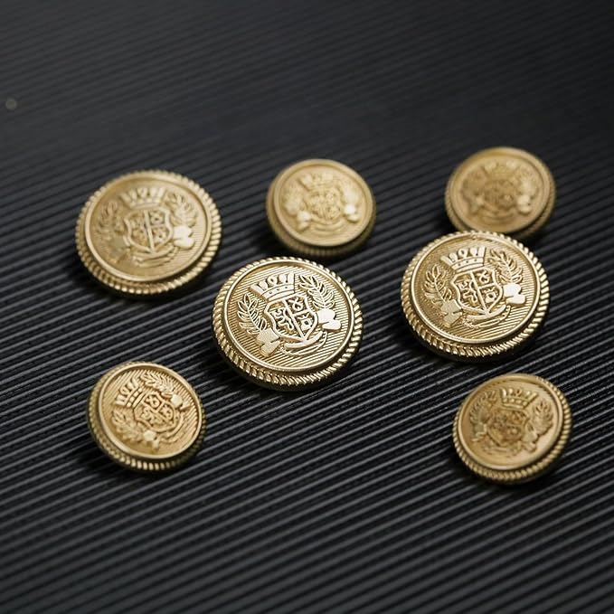 Imperial Gold Crest Metal Button (6 Big + 6 Small)