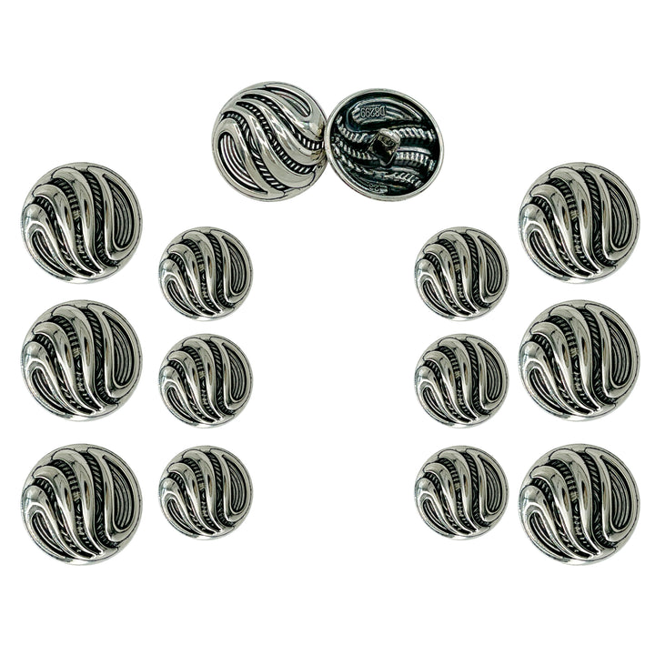 Ornate Metal Buttons with Wave Motif