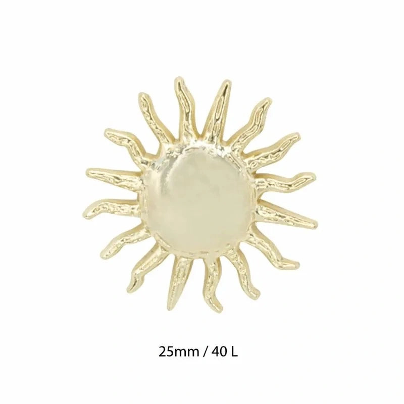 Golden Sunburst with Radiant Rays Metal Button | 25mm(40L)