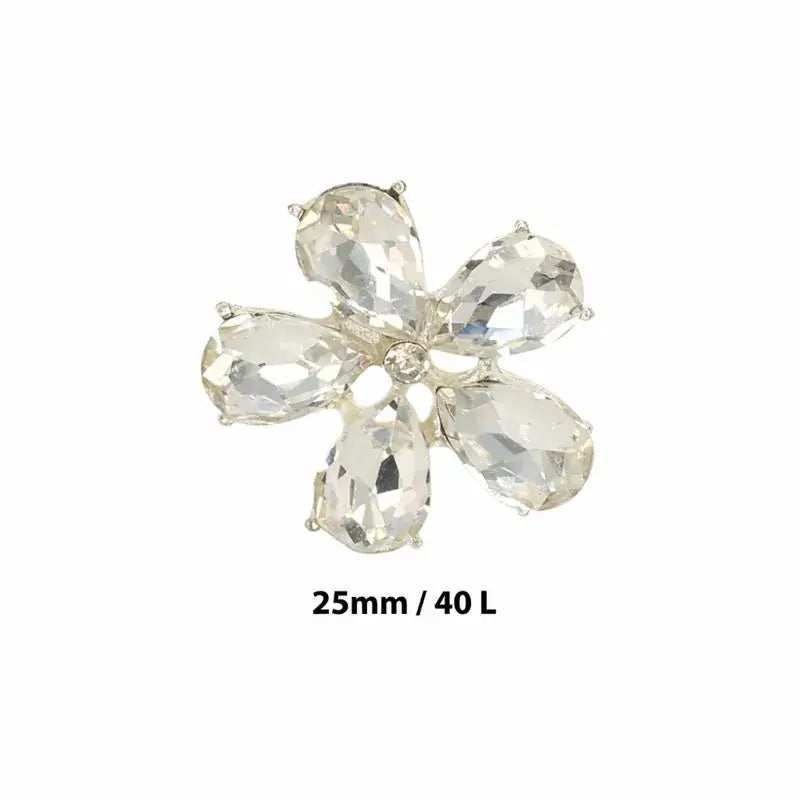 Rhinestone Flower Metal Buttons | 25mm(40L)