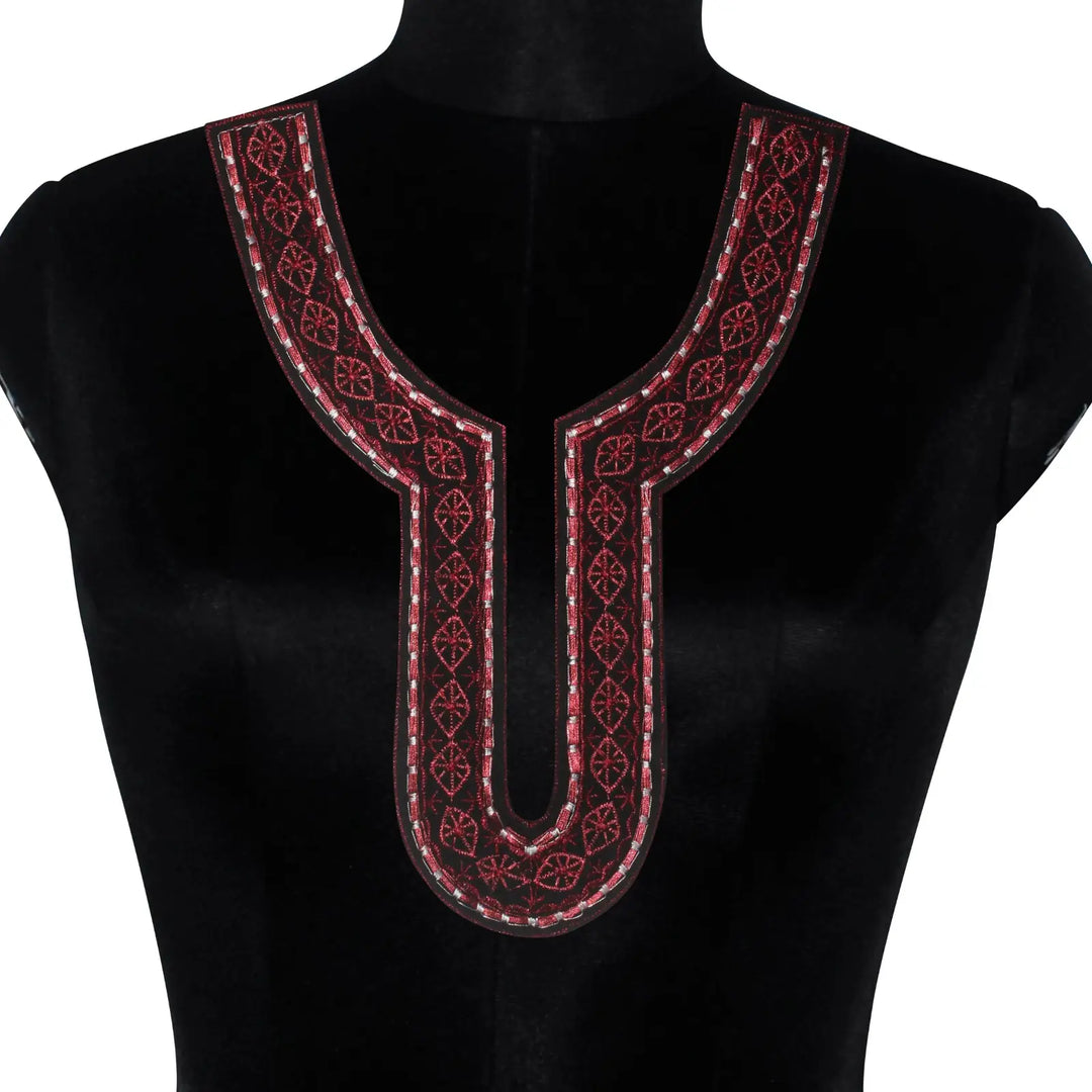 Classic embroidered U-shaped scoop neckline yoke featuring fine craftsmanship for festive and ethnic wear outfits