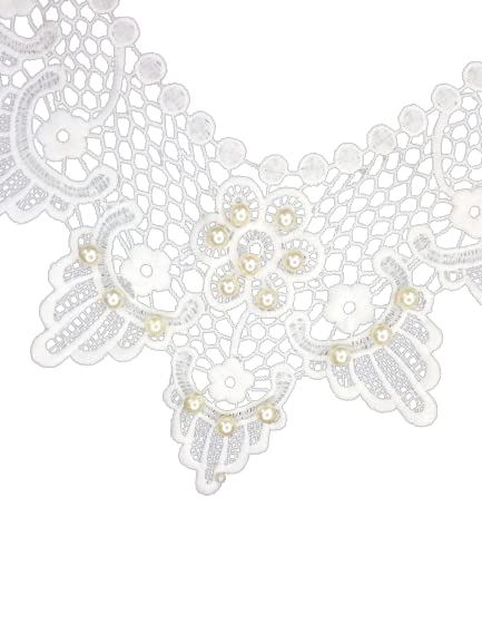 Close-up of Victorian Lurex yoke neckline by Ani Accessories showing intricate shimmer details on women’s apparel