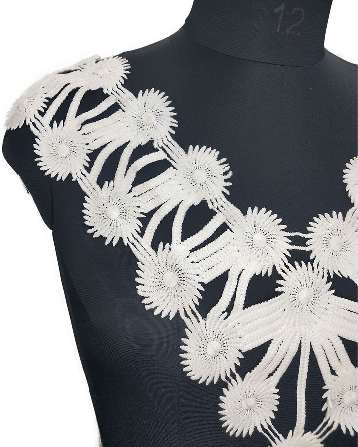 Close-up of dyeable V neckline by Ani Accessories showing smooth texture and clean finishing