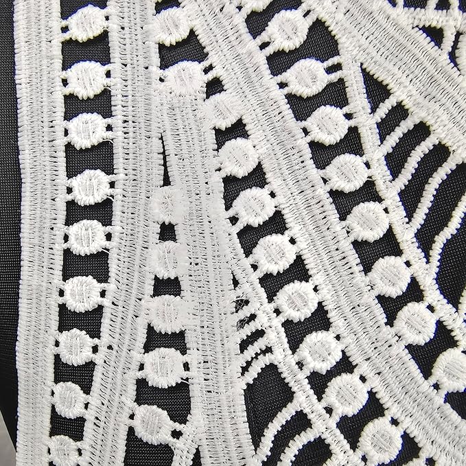 Close-up shoot of large neckline by Ani Accessories showing fine stitching and premium craftsmanship