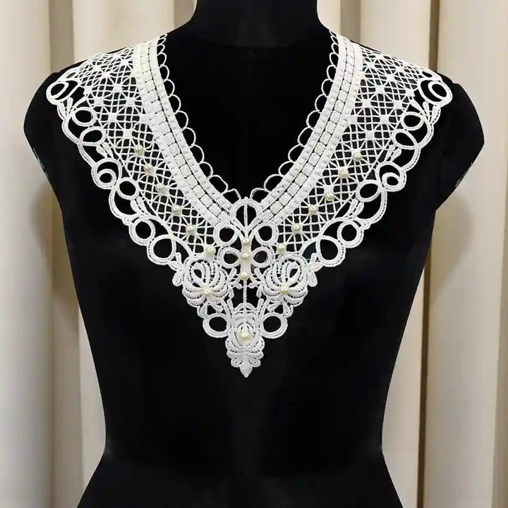 Cutwork neckline with pearl detailing by Ani Accessories for women’s dresses and kurtis