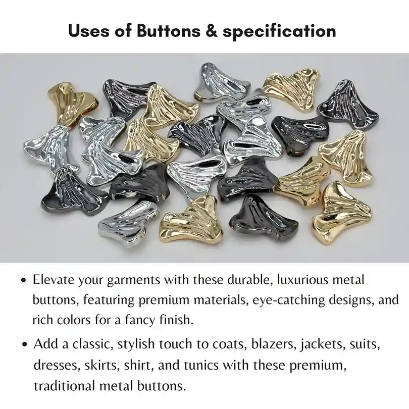 Organic Shape Metal Buttons | 22mm(28L), 27mm(42L) & 42mm(66L)