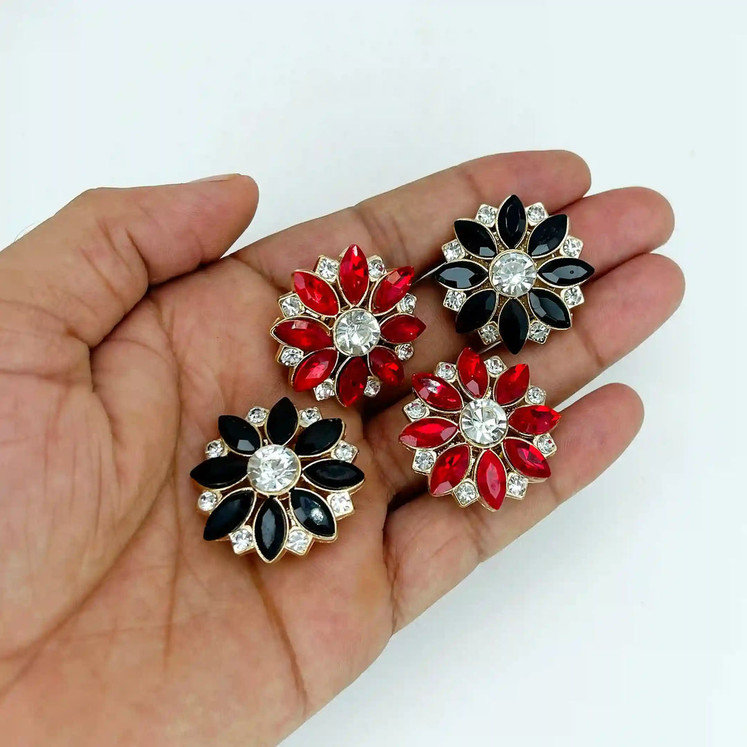 Floral Rhinestone Button Covers