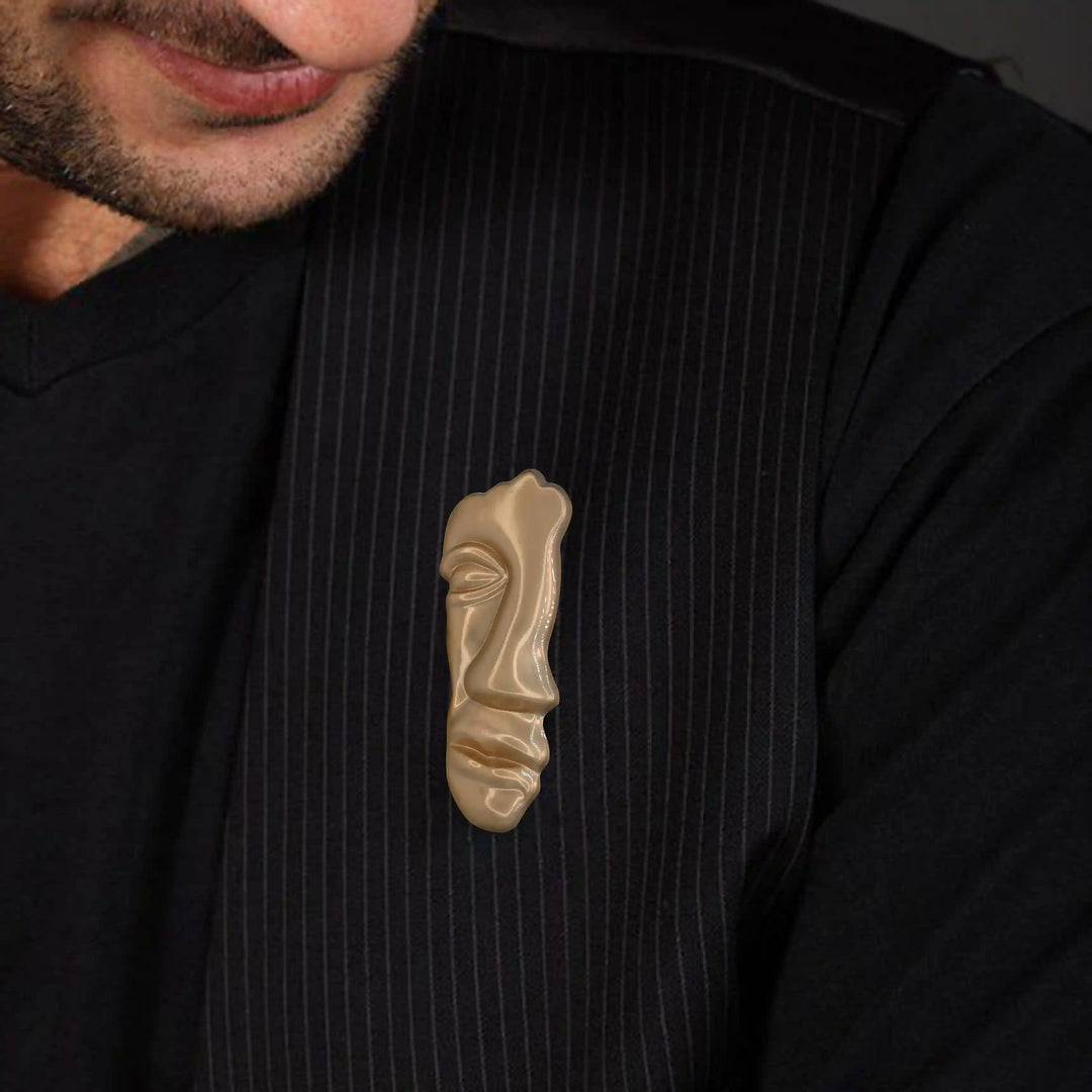Matte Gold Face Inspire Metal Brooch