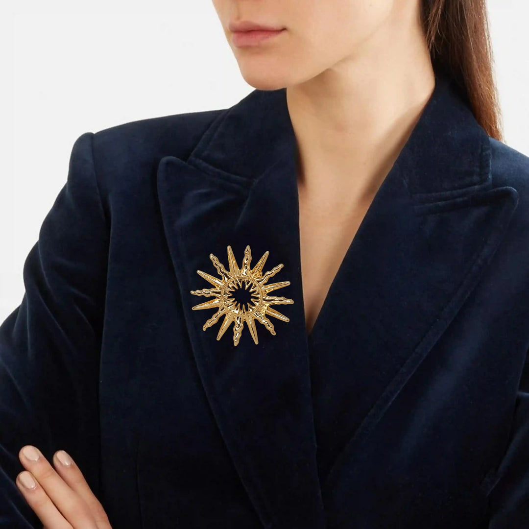 Golden Sunburst Brooch