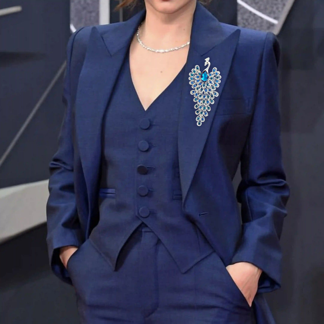 Jeweled Peacock Pin Brooch