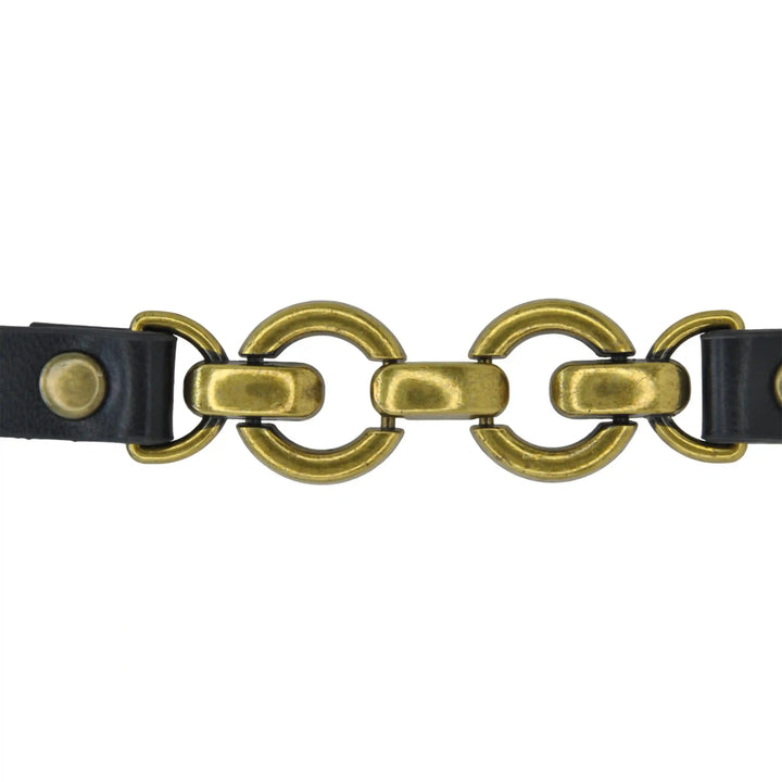 Leather Straps with Chain Link Accents