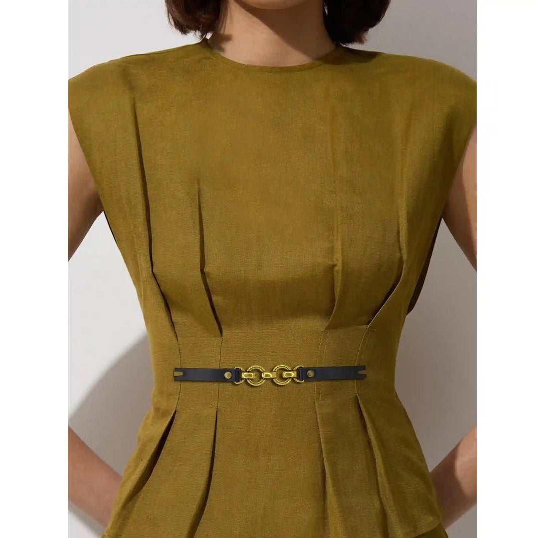 Leather Straps with Chain Link Accents