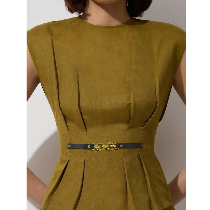 Leather Straps with Chain Link Accents