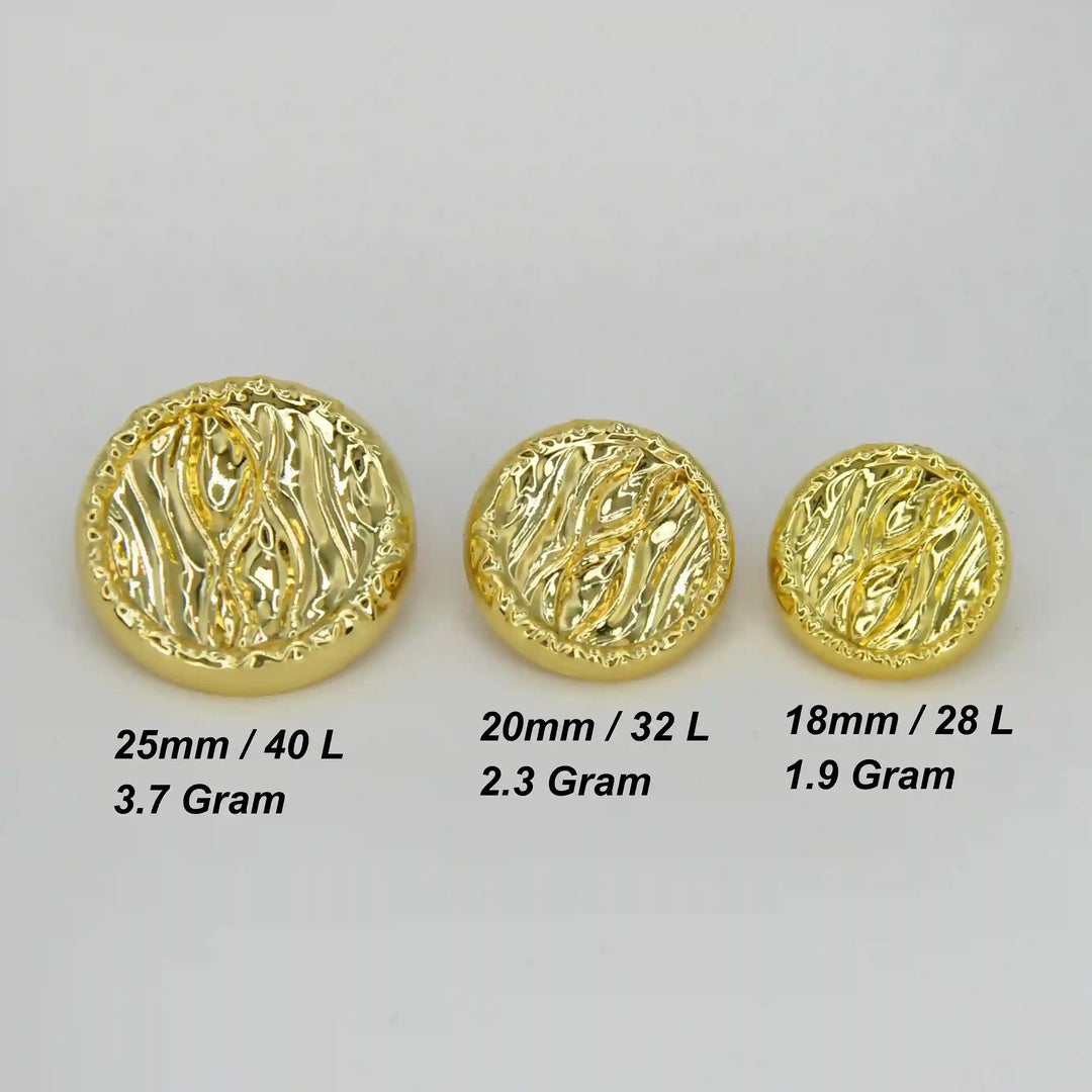 Fluid Wave Pattern Metal Button | 18mm(28L), 20mm(32L) & 25mm(40L)