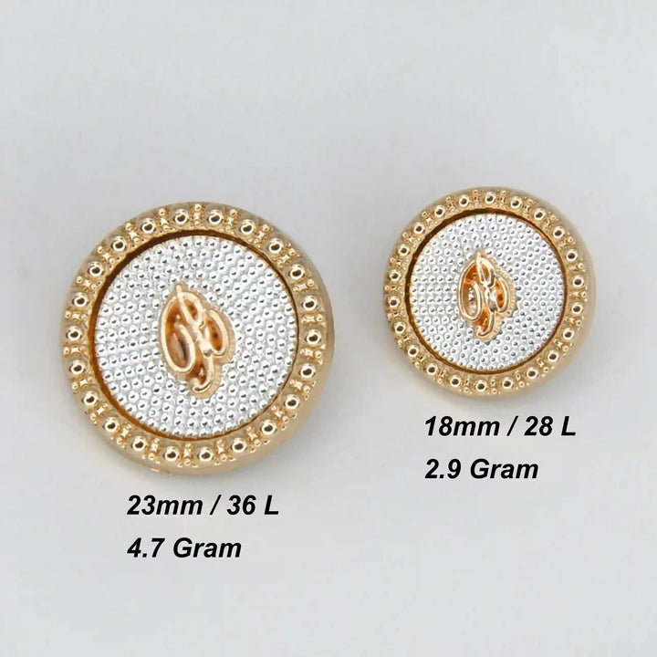 Letter B Designer Buttons with Textured Enamel Center | 23mm & 18mm