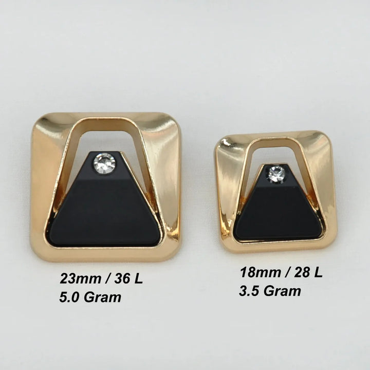 Crystal Apex Square Metal Button | 18mm (28L) & 23mm (36L)