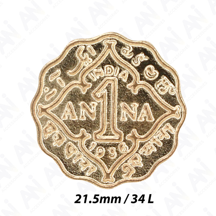 1 Anna Metal Coin Buttons