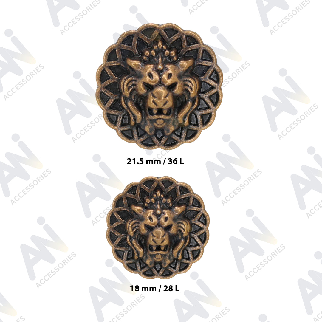 Lion Head Buttons for Clothing and Accessories