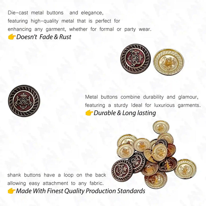 Royal Insignia Metal Buttons | 18mm & 21mm